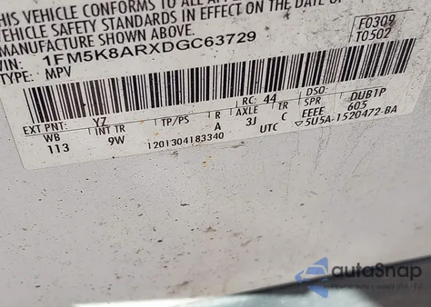 2013 Ford Police Interceptor z USA, uszkodzony, nr VIN 1FM5K8ARXDGC63729